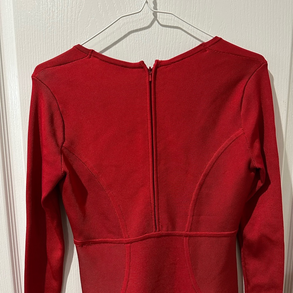 Ted Baker Red Knit Aspin Long Sleeve Celebrity Bodycon Sheath Dress - Picture 12 of 13